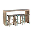 Ibiza 66" Sofa Back Console Table with Stools in Vintage Teal Reclaimed Wood by Home Trends & Design at Eve Furniture