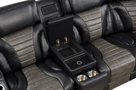 Ibiza Black Power Reclining Sectional (Power Headrests) by Happy Homes at Eve Furniture