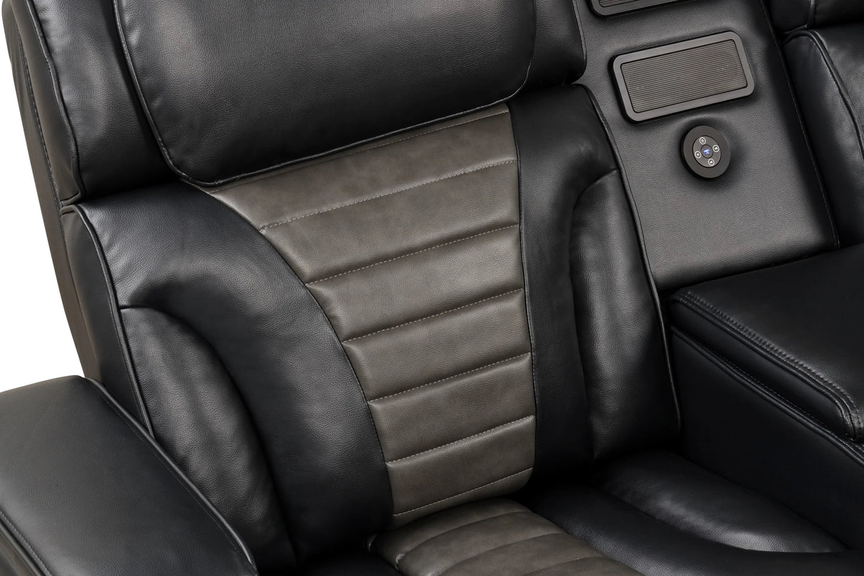 Ibiza Black Power Reclining Sectional (Power Headrests) by Happy Homes at Eve Furniture