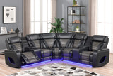Ibiza Black Power Reclining Sectional (Power Headrests) by Happy Homes at Eve Furniture