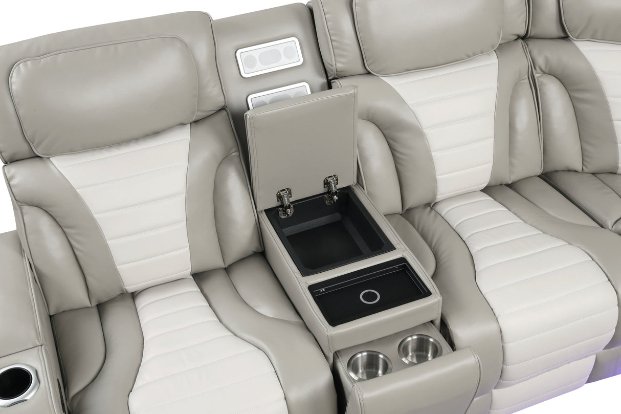 Ibiza Gray Power Reclining Sectional (Power Headrests) by Happy Homes at Eve Furniture