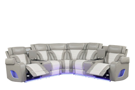 Ibiza Gray Power Reclining Sectional (Power Headrests) by Happy Homes at Eve Furniture