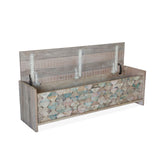 Ibizia 60" Storage Bench in Vintage Teal Reclaimed Wood by Home Trends & Design at Eve Furniture