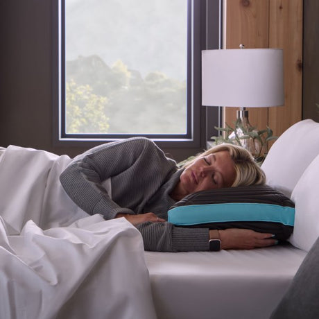 Ice Cloud + Omniphase Black/Blue King High Loft Pillow by Malouf at Eve Furniture