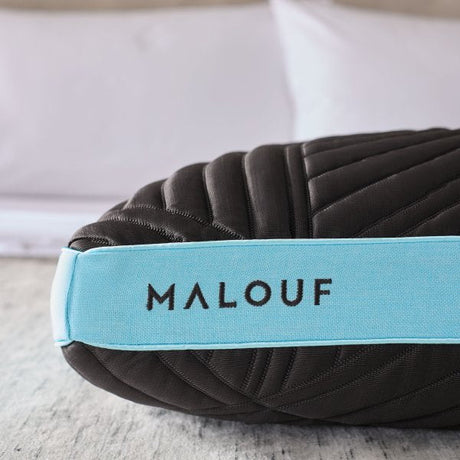 Ice Cloud + Omniphase Black/Blue Queen Low Loft Pillow by Malouf at Eve Furniture
