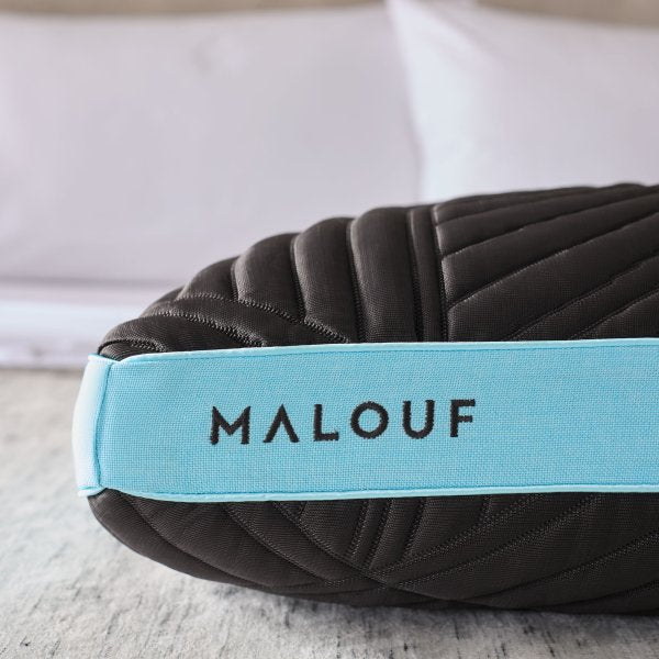 Ice Cloud + Omniphase Black/Blue Queen Mid Loft Pillow by Malouf at Eve Furniture