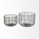 Idris Set of 2 Black Metal Geometric Mesh Bowls by Mercana at Eve Furniture