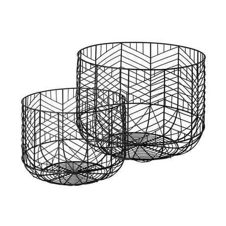 Idris Set of 2 Black Metal Geometric Mesh Bowls by Mercana at Eve Furniture