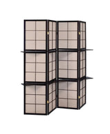 Iggy Tan/Cappuccino 4-Panel Folding Screen with Removable Shelves by Coaster at Eve Furniture