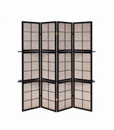 Iggy Tan/Cappuccino 4-Panel Folding Screen with Removable Shelves by Coaster at Eve Furniture