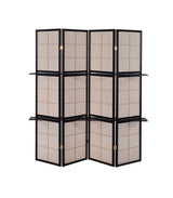 Iggy Tan/Cappuccino 4-Panel Folding Screen with Removable Shelves by Coaster at Eve Furniture
