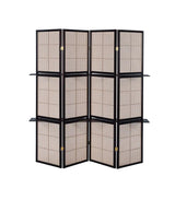 Iggy Tan/Cappuccino 4-Panel Folding Screen with Removable Shelves by Coaster at Eve Furniture