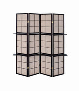 Iggy Tan/Cappuccino 4-Panel Folding Screen with Removable Shelves by Coaster at Eve Furniture