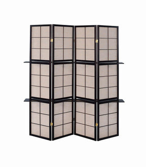 Iggy Tan/Cappuccino 4-Panel Folding Screen with Removable Shelves by Coaster at Eve Furniture