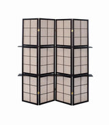 Iggy Tan/Cappuccino 4-Panel Folding Screen with Removable Shelves by Coaster at Eve Furniture
