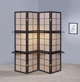 Iggy Tan/Cappuccino 4-Panel Folding Screen with Removable Shelves by Coaster at Eve Furniture