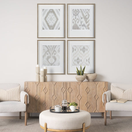 Ikat Patterns III by Silvia Krause a Hand Embellished Textured Framed Art Print Matted under Glass by Mercana at Eve Furniture