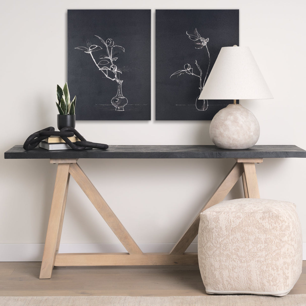 Ikebana Dark II by Mercana Studio a Hand Embellished Textured Canvas by Mercana at Eve Furniture