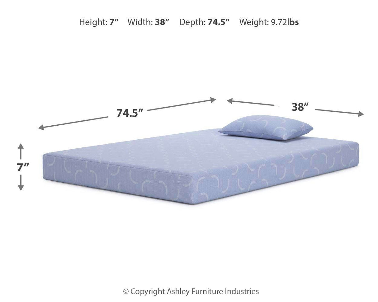 iKidz Ocean Blue Twin Mattress and Pillow by Ashley at Eve Furniture