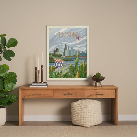 Illinois Go USA (L) by Mercana Studio a Hand Embellished Decograph Framed Art Print by Mercana at Eve Furniture