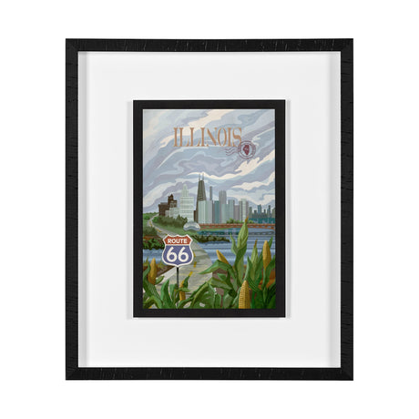 Illinois Go USA (M) by Mercana Studio a Framed Art Print Matted under Glass by Mercana at Eve Furniture