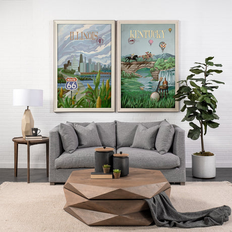 Illinois Go USA (XL) by Mercana Studio a Hand Embellished Decograph Framed Art Print under Glass by Mercana at Eve Furniture