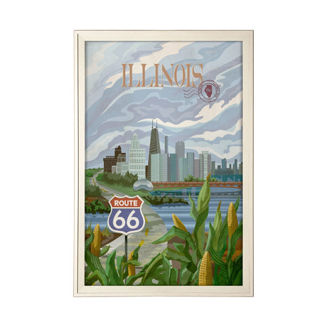 Illinois Go USA (XL) by Mercana Studio a Hand Embellished Decograph Framed Art Print under Glass by Mercana at Eve Furniture
