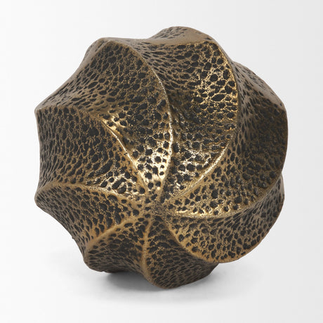 Imani Large Sculptural Textured Antiqued Gold Metal Decorative Orb Object by Mercana at Eve Furniture