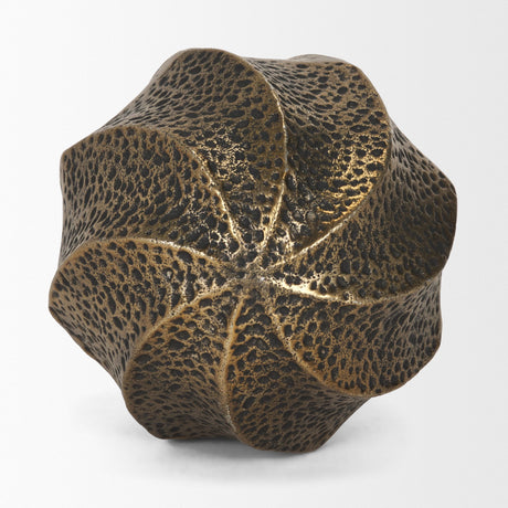Imani Large Sculptural Textured Antiqued Gold Metal Decorative Orb Object by Mercana at Eve Furniture