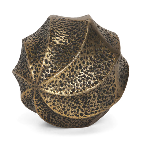 Imani Large Sculptural Textured Antiqued Gold Metal Decorative Orb Object by Mercana at Eve Furniture
