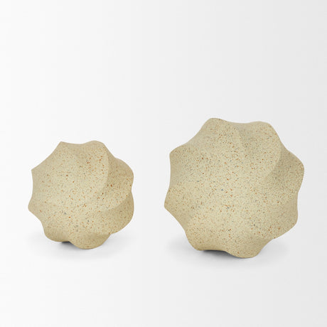 Imani Large Sculptural Textured Beige Metal Decorative Orb Object by Mercana at Eve Furniture
