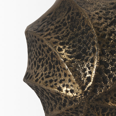 Imani Small Sculptural Textured Antiqued Gold Metal Decorative Orb Object by Mercana at Eve Furniture