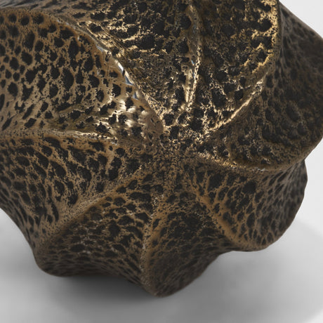 Imani Small Sculptural Textured Antiqued Gold Metal Decorative Orb Object by Mercana at Eve Furniture