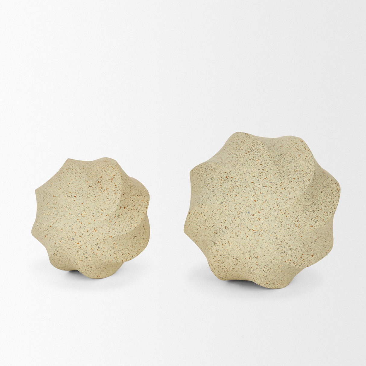 Imani Small Sculptural Textured Beige Metal Decorative Orb Object by Mercana at Eve Furniture