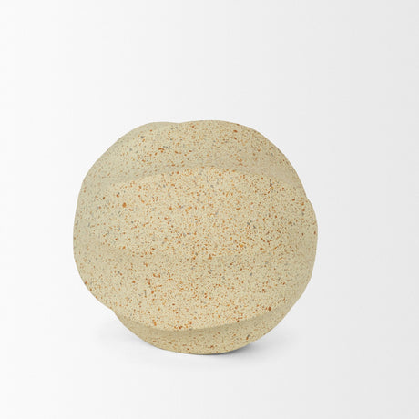 Imani Small Sculptural Textured Beige Metal Decorative Orb Object by Mercana at Eve Furniture