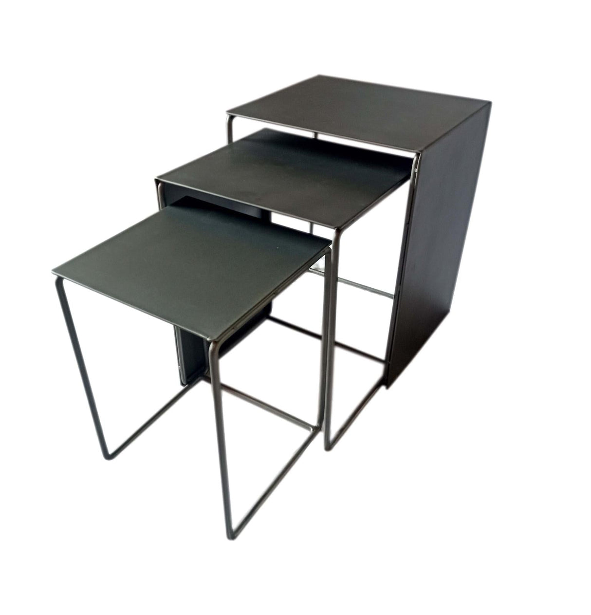 Imez 3-piece Rectangular Metal Nesting Table Grey