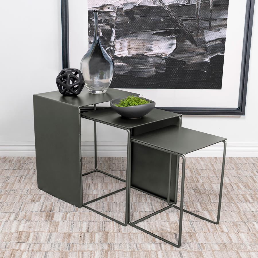 Imez Gray 3-piece Rectangular Metal Nesting Table by Coaster at Eve Furniture