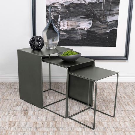 Imez Gray 3-piece Rectangular Metal Nesting Table by Coaster at Eve Furniture