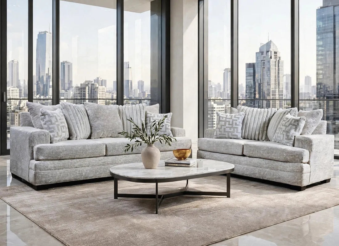 Comfort Vibe Oyster Sofa & Loveseat by Happy Homes at Eve Furniture