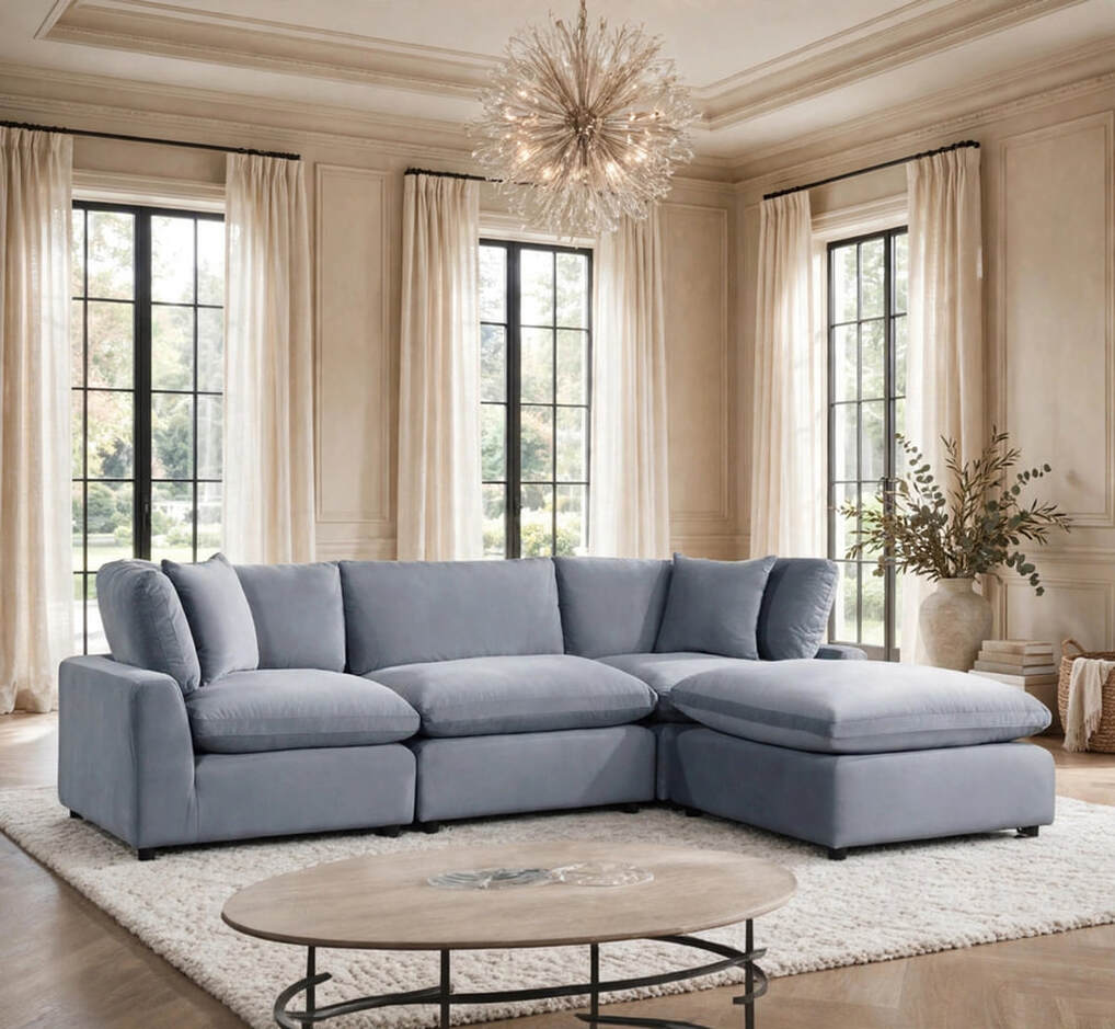 [Hot buy] Sky Gray Velvet Modular Sectional by Happy Homes at Eve Furniture