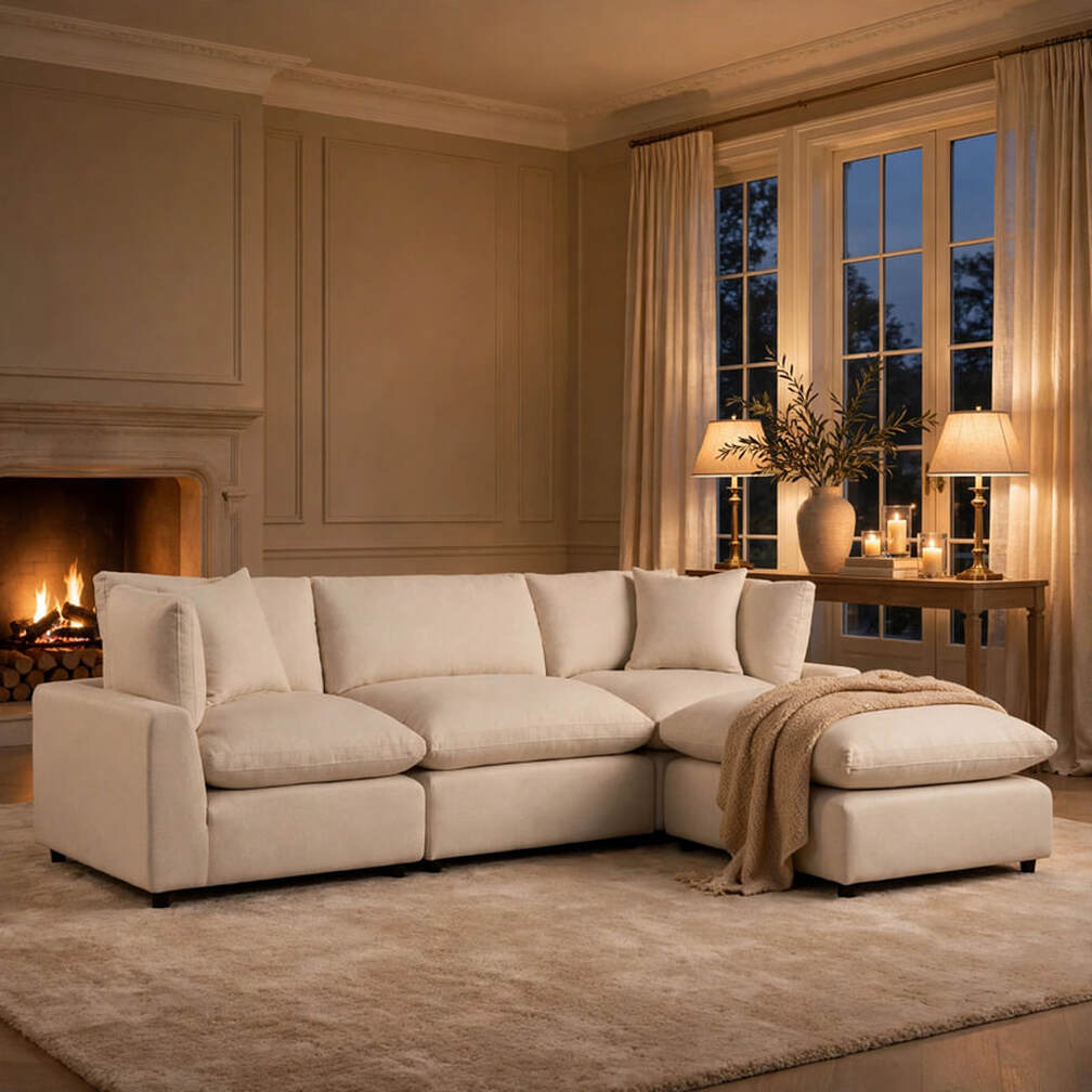 Sky Sand Linen Modular Sectional by Happy Homes at Eve Furniture