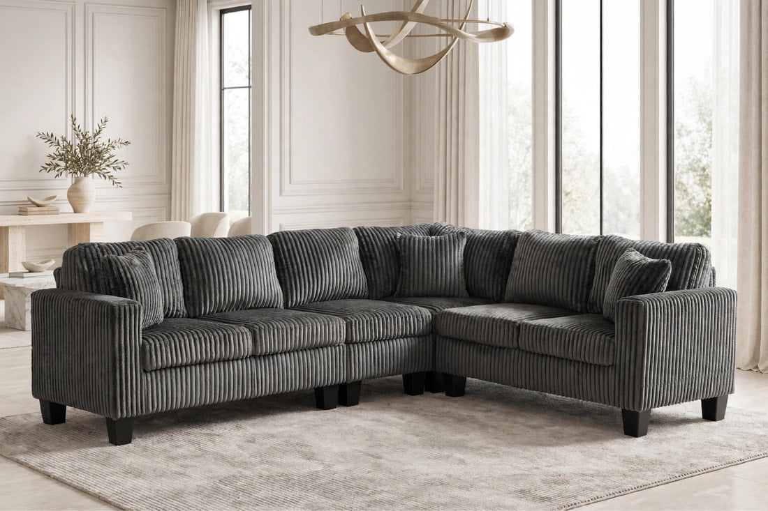 Logan Charcoal Reversible Sectional by Happy Homes at Eve Furniture