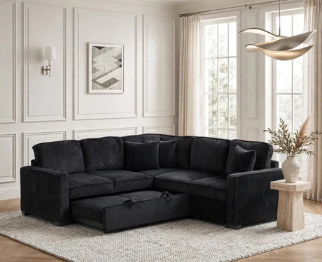 Ariel Black Sectional With Pull-Out Bed by Happy Homes at Eve Furniture