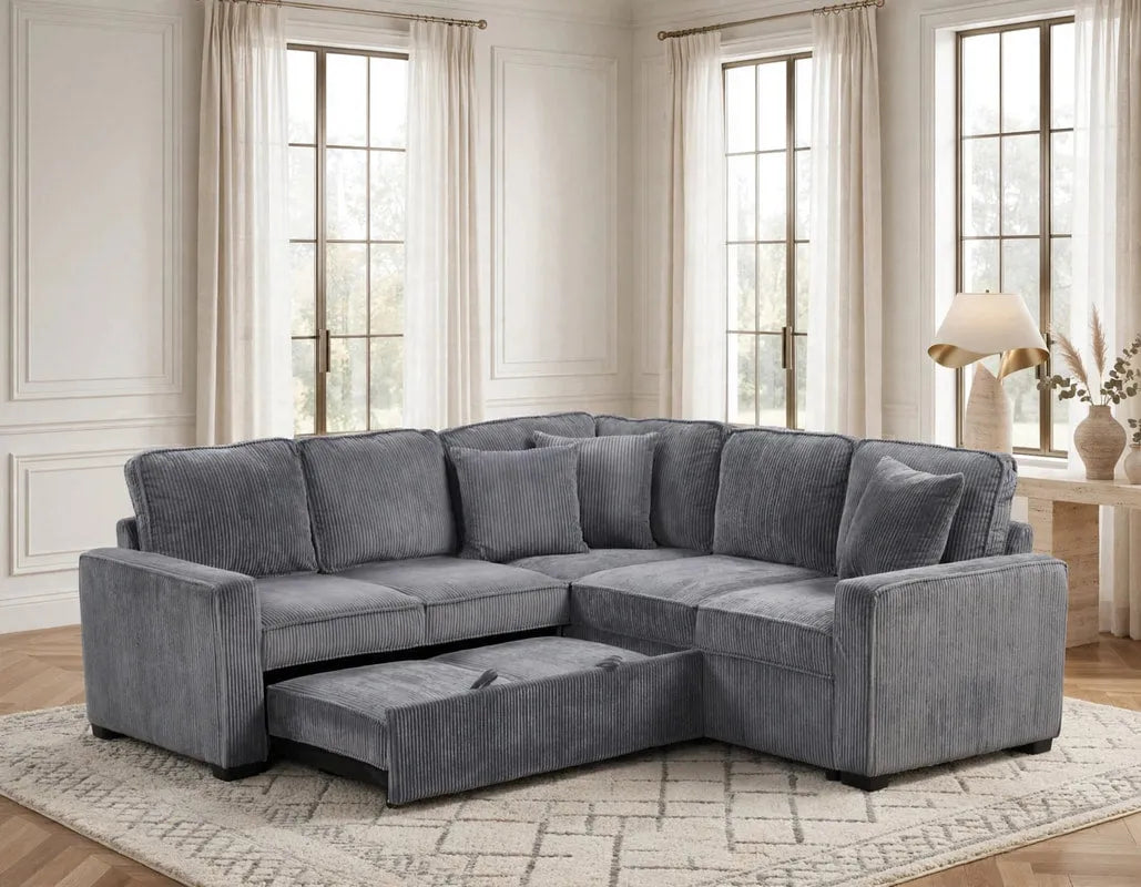 Ariel Charcoal Sectional With Pull-Out Bed by Happy Homes at Eve Furniture