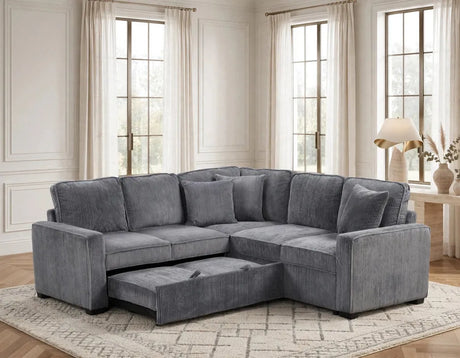 Ariel Charcoal Sectional With Pull-Out Bed by Happy Homes at Eve Furniture