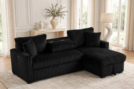 Ariel Black Sectional With Pull-Out Bed by Happy Homes at Eve Furniture