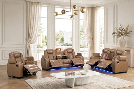 Stefano Brown 3-Piece Reclining Living Room Set by Happy Homes at Eve Furniture