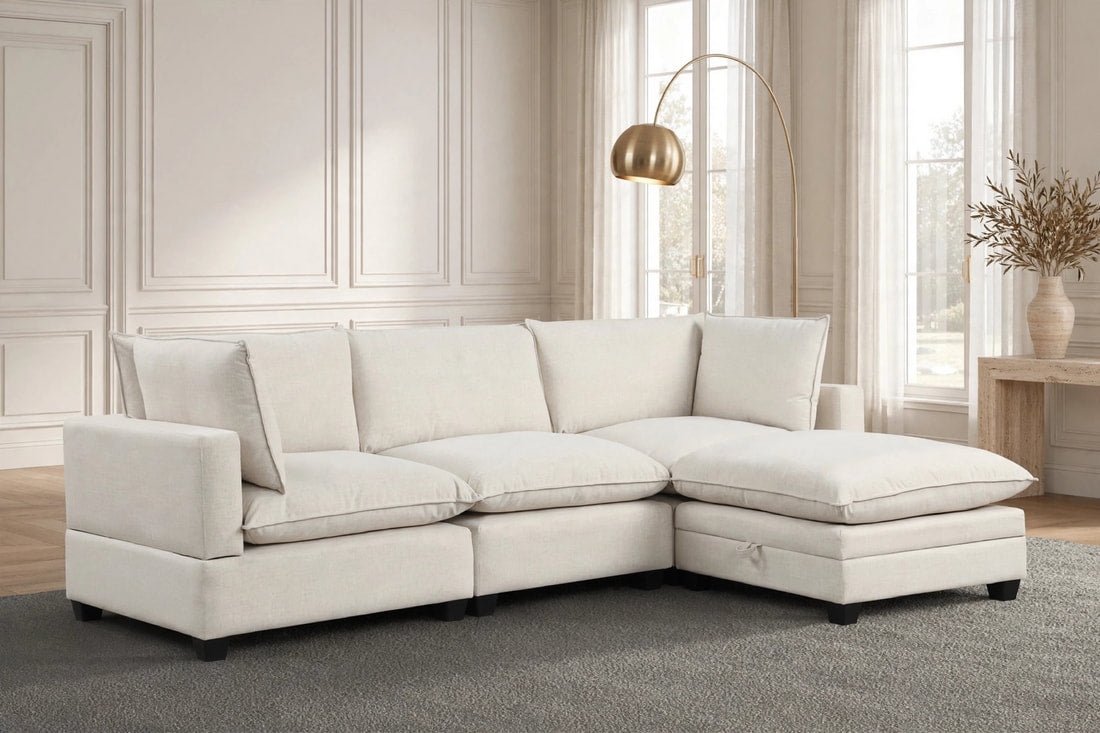 Cloud Beige Performance Fabric Modular Sectional by Happy Homes at Eve Furniture
