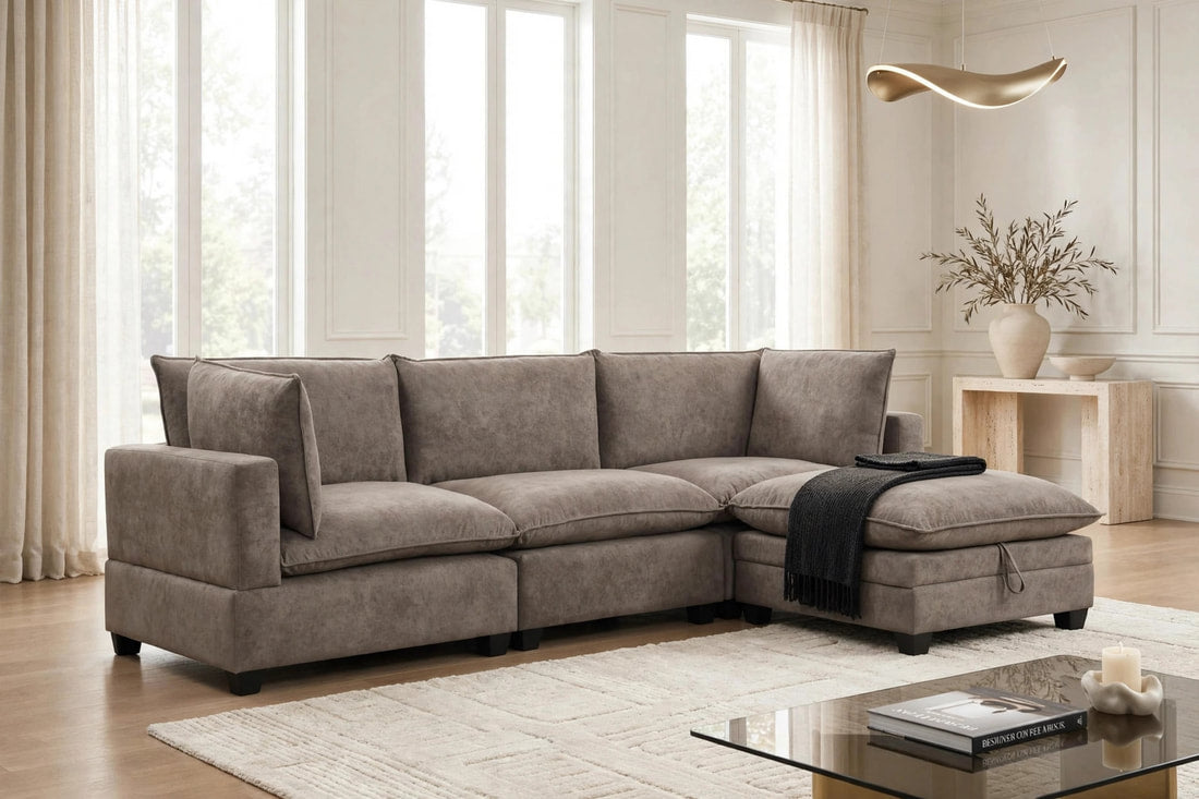 Cloud Mocha Modular Performance Fabric Sectional by Happy Homes at Eve Furniture