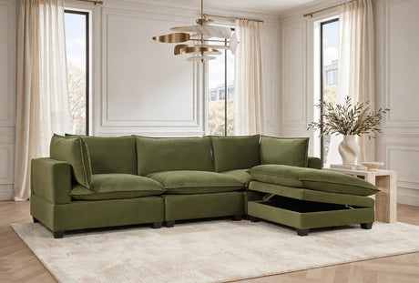 Cloud Olive Velvet Modular Sectional by Happy Homes at Eve Furniture